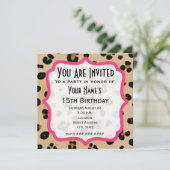 Uitnodiging Golden Leopard Print Party (Staand voorkant)