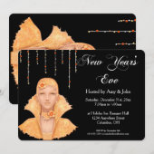 Uitnodiging Golden Retro Woman van de Dag van het  (Voorkant / Achterkant)