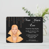 Uitnodiging Golden Retro Woman van de Dag van het  (Staand voorkant)