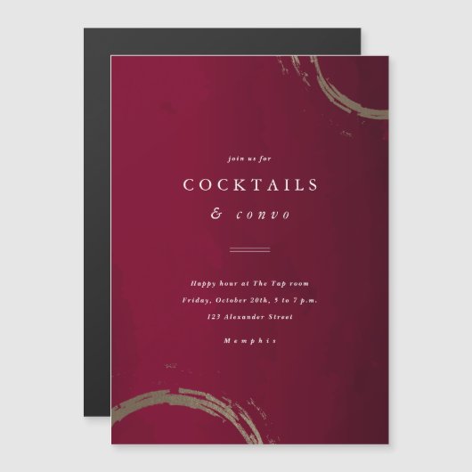 Uitnodiging Golden Rings Cocktail Party Magnetische Uitnodiging (Voorkant / Achterkant)