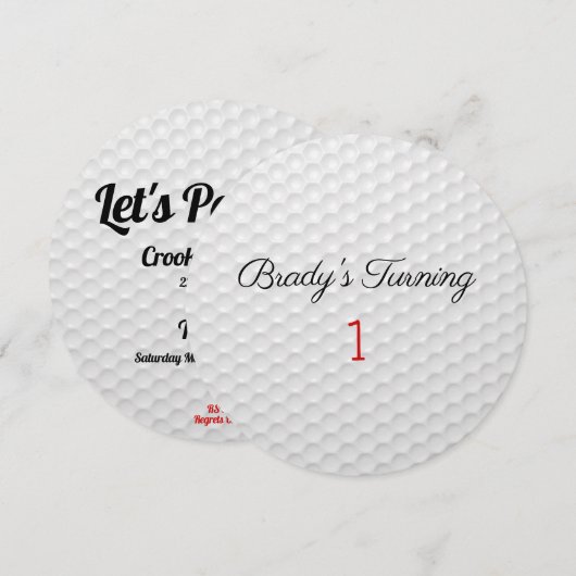 Uitnodiging Golf Ball Birthday (Voorkant / Achterkant)