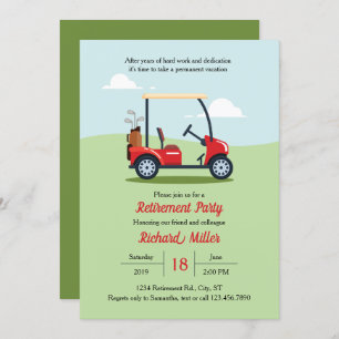 Uitnodiging Golf Cart en Course Retirement Party