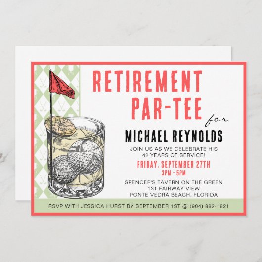 Uitnodiging Golf Cocktailparty (Voorkant / Achterkant)