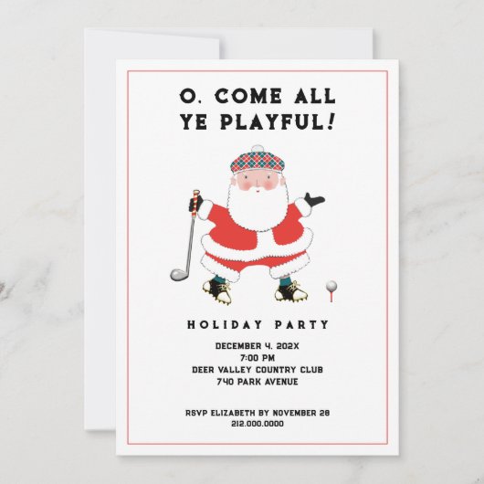 Uitnodiging Golf Holiday Party (Voorkant)