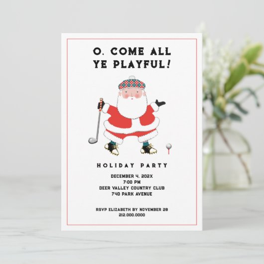 Uitnodiging Golf Holiday Party (Staand voorkant)