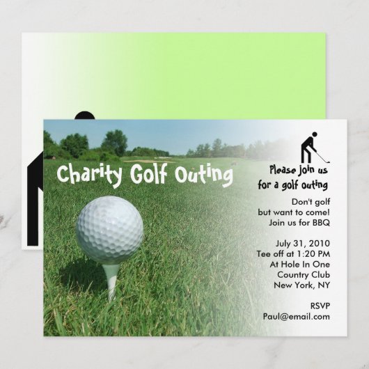 Uitnodiging Golf Outing Charity Party (Voorkant / Achterkant)
