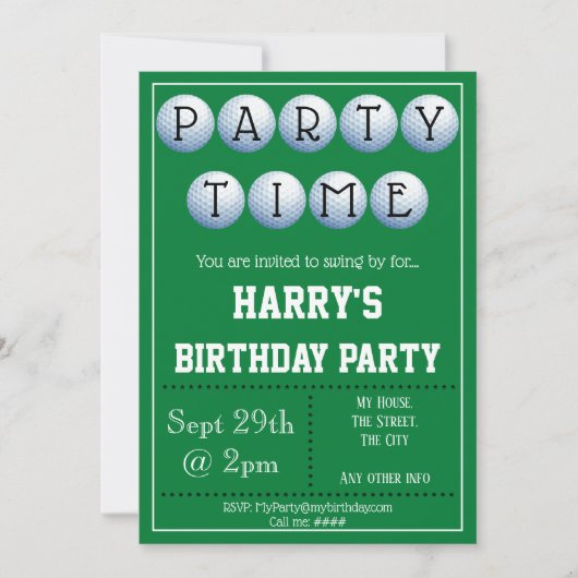 Uitnodiging Golf Party (Voorkant)