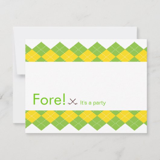 Uitnodiging Golf Party Argyle Preppy (Voorkant)