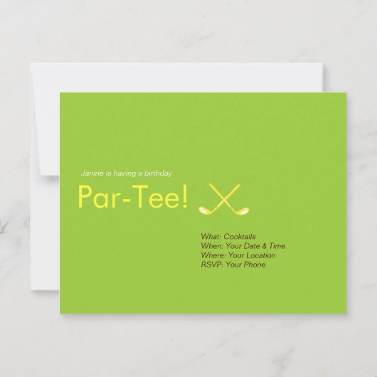 Uitnodiging Golf Party Argyle Preppy (Achterkant)