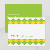 Uitnodiging Golf Party Argyle Preppy (Voorkant / Achterkant)