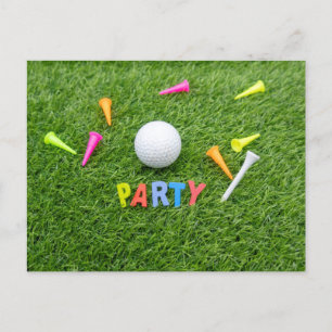 Uitnodiging Golf Party met golfbal en groen t-shir