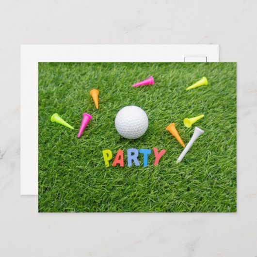 Uitnodiging Golf Party met golfbal en groen t-shir (Voorkant / Achterkant)