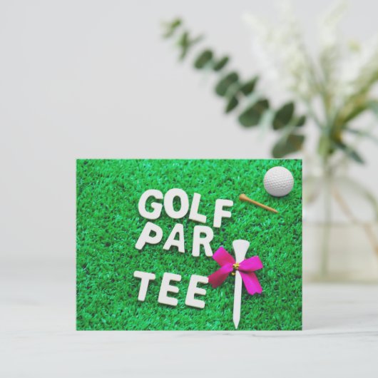 Uitnodiging Golf Party Par T-shirt om groen gras t (Staand voorkant)