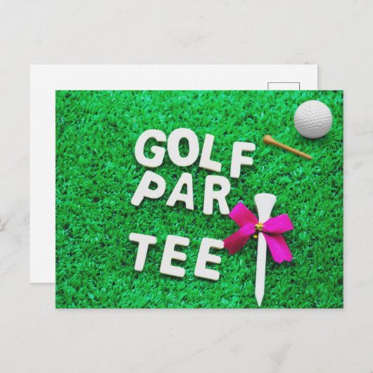 Uitnodiging Golf Party Par T-shirt om groen gras t (Voorkant / Achterkant)