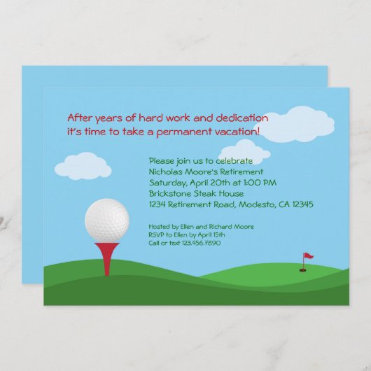 Uitnodiging Golf Retirement Party (Voorkant / Achterkant)