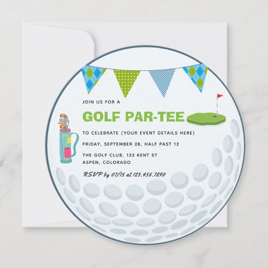 Uitnodiging Golf Thgerespecteerde Party (Voorkant)