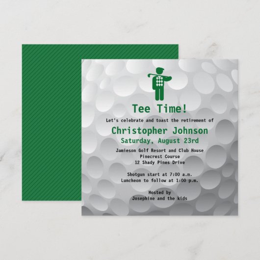 Uitnodiging Golfbal Green Golf Retirement Party (Voorkant / Achterkant)