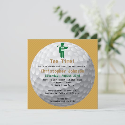 Uitnodiging Golfbal Green Golf Retirement Party (Staand voorkant)