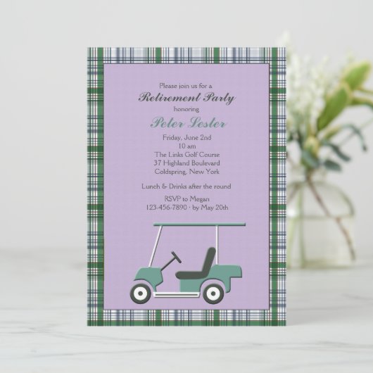 Uitnodiging Golfkarretje (Staand voorkant)