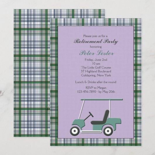 Uitnodiging Golfkarretje (Voorkant / Achterkant)