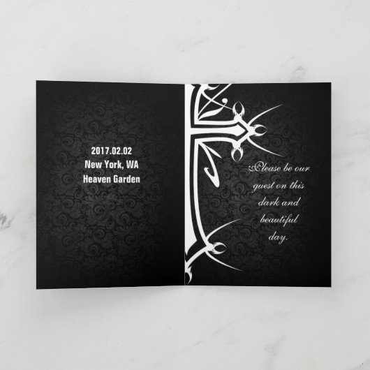 Uitnodiging - Gothic zwart met witte lichten (Binnen)