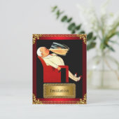 Uitnodiging Goud en Rood Art Deco (Staand voorkant)