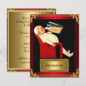Uitnodiging Goud en Rood Art Deco (Voorkant / Achterkant)
