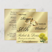 Uitnodiging gouden 50ste trouwdag goud (Voorkant / Achterkant)