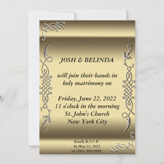 Uitnodiging gouden bruiloft uitnodiging (Achterkant)