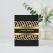 Uitnodiging Gouden Grijze Zwarte Metaal Dag Partij (Staand voorkant)