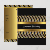 Uitnodiging Gouden Grijze Zwarte Metaal Dag Partij (Voorkant / Achterkant)