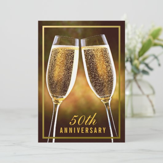 Uitnodiging gouden huwelijksjubileum (Staand voorkant)