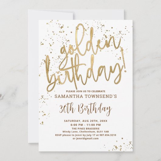 Uitnodiging Gouden Verjaardag Alles Wit Goud Dames (Voorkant)