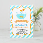 Uitnodiging goudvis verjaardagsfeestje (Staand voorkant)