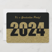 Uitnodiging Graduation Party, 2024, Gouden Glitter (Voorkant)