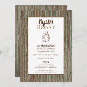 Uitnodiging grasscloth oyster Roast (Voorkant / Achterkant)