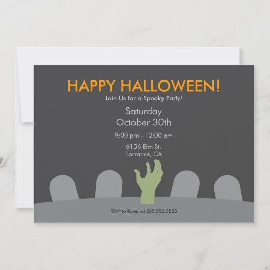 Uitnodiging Graveyard Halloween Party (Voorkant)
