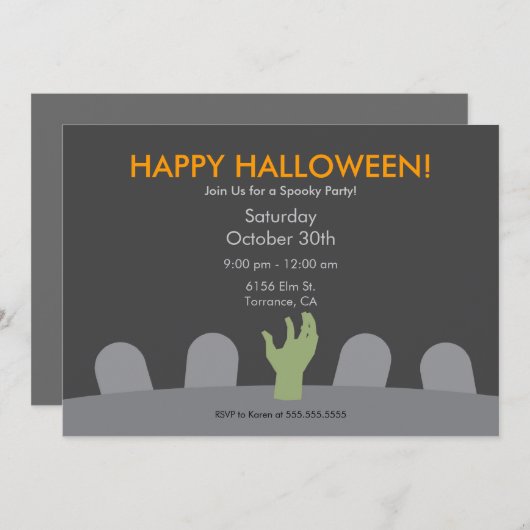 Uitnodiging Graveyard Halloween Party (Voorkant / Achterkant)