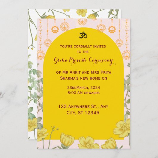 Uitnodiging GrihaPravesh (Voorkant / Achterkant)