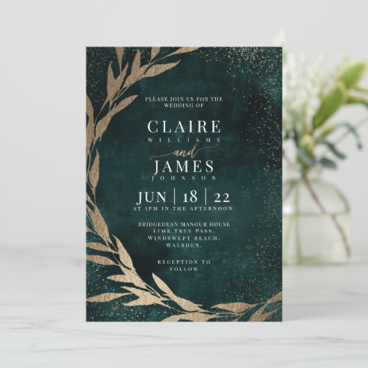 Uitnodiging GROEN EN GOLD (Staand voorkant)