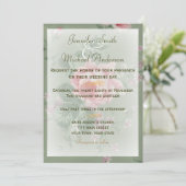 Uitnodiging Groen en Roze Roze Eenvoudig huwelijk (Staand voorkant)