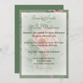 Uitnodiging Groen en Roze Roze Eenvoudig huwelijk (Voorkant / Achterkant)