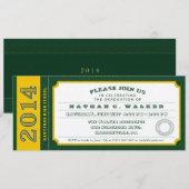 Uitnodiging Groen & Gold Ticket Graduet Party (Voorkant / Achterkant)