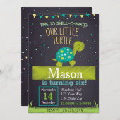 Uitnodiging (groen) voor vogelschildpad (Voorkant / Achterkant)