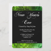 Uitnodiging Groene Bokeh voor nieuwjaarsfeest (Achterkant)