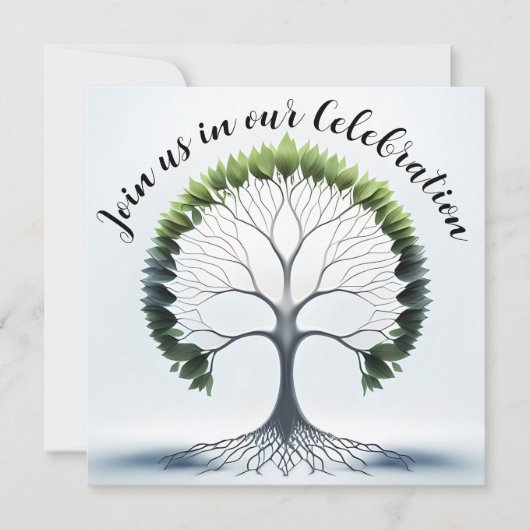 Uitnodiging Groene Boom des Levens Feestje (Voorkant)