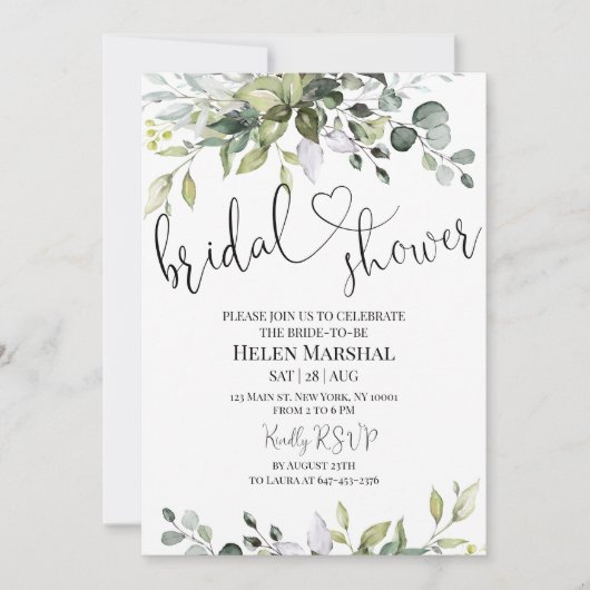 Uitnodiging Groene Bruids Douche (Voorkant)