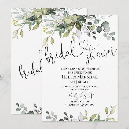 Uitnodiging Groene Bruids Douche (Voorkant / Achterkant)