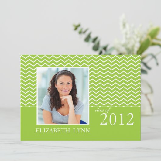 Uitnodiging groene Chevron Fotograduatiepartij (Staand voorkant)