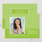 Uitnodiging groene Chevron Fotograduatiepartij (Voorkant / Achterkant)